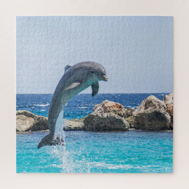 Single Dolphin Jumping Jigsaw Puzzle (Vertical)