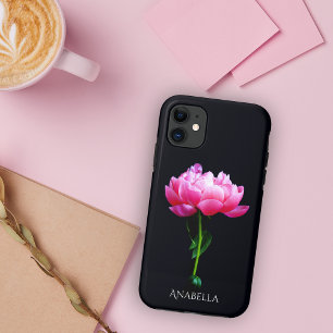Single Elegant Pink Peony Persoanlize Case-Mate iPhone Case
