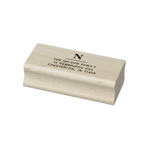 Single Family Name Monogram Return Address  Rubber Stamp