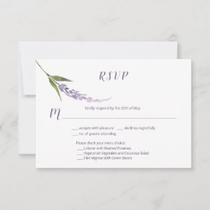 Single Floral Stem Purple Lavender RSVP Card
