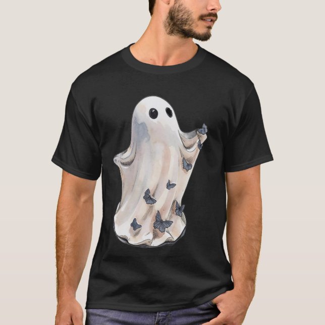 Single ghost Halloween butterflies T-Shirt (Front)