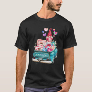 Single Gnome Girl Car Flowers Pastel Tie dye Valen T-Shirt