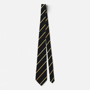 Single Gold Diagonal Stripe on Black Tie