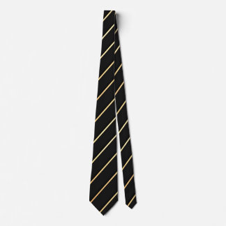 Single Gold Diagonal Stripe on Black Tie