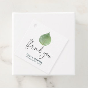 Single Green Eucalyptus Leaf Thank You wedding Favour Tags