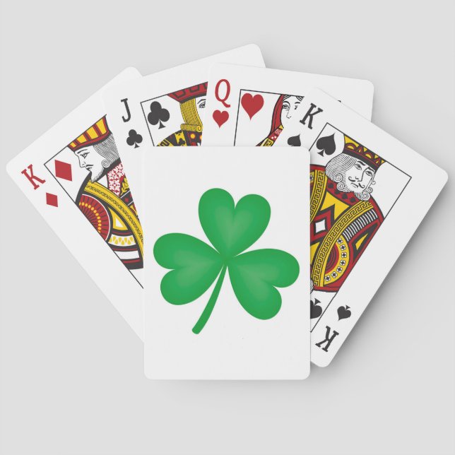 Single Green Irish Shamrock Playing Cards (Back)