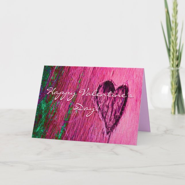 Single Heart Happy Valentine's Day In Pink Holiday Card (Front)