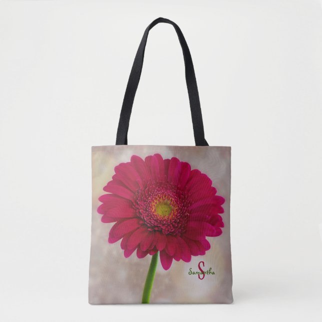 Single Hot Pink Gerbera Tote bag (Front)