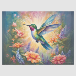 Single Hummingbird in the Flower Garden Tissue Paper