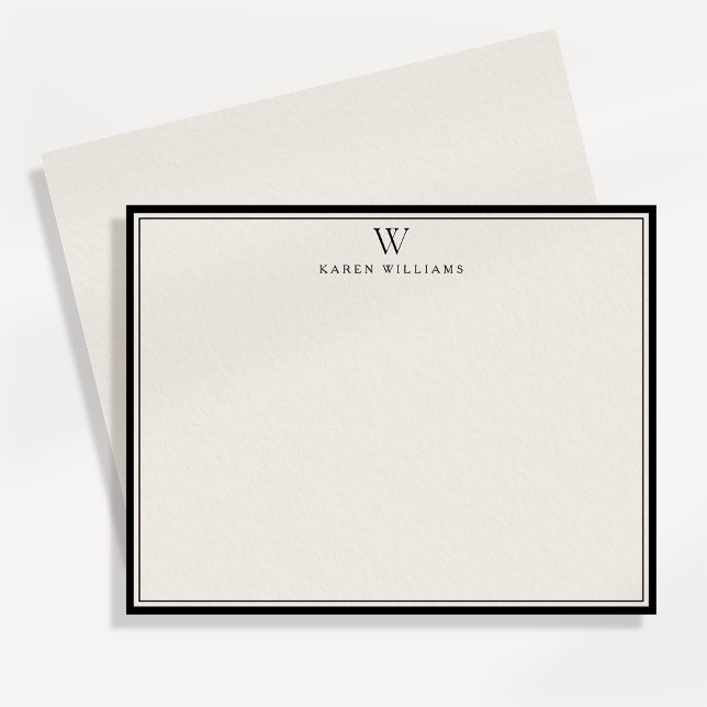 Single Initial Black Double Border Note card (Creator Uploaded)