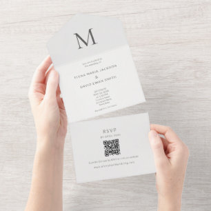 Single Initial Civil Wedding All In One Invitation