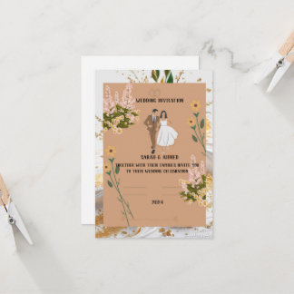 Single invitation, Size: 12.7 cm x 17.8 cm, Pap Invitation