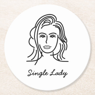 Single Lady Round Paper Coaster