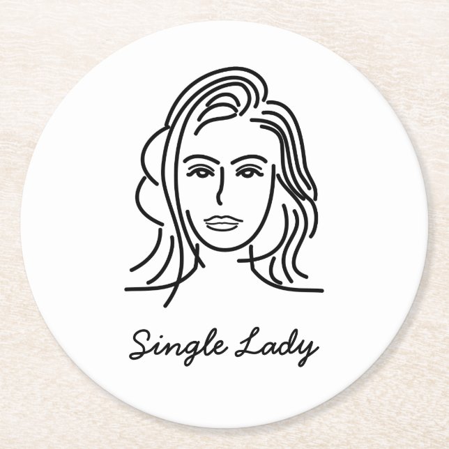 Single Lady Round Paper Coaster (Front)