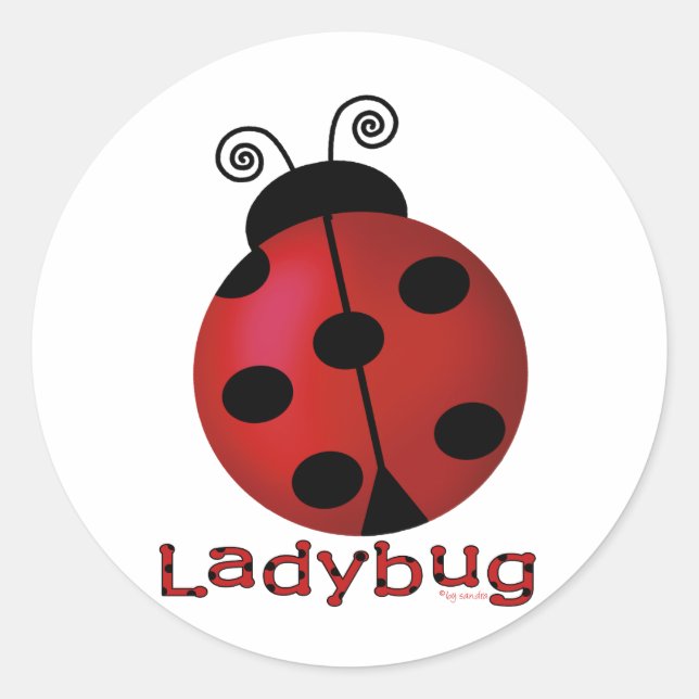 Single Ladybug Classic Round Sticker (Front)