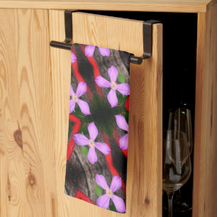 Single Lavender Clematis Flower Abstract Pattern Tea Towel