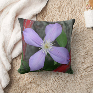 Single Lavender Clematis Flower Cushion