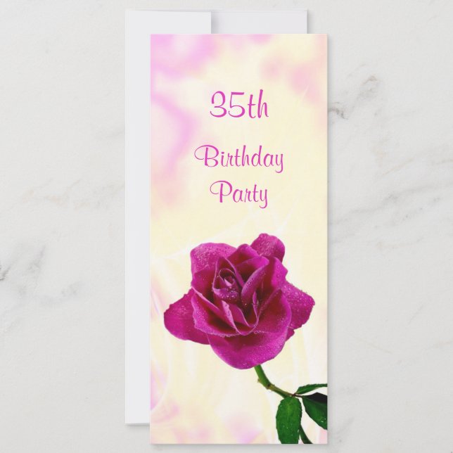 Single Lilac Rose 35th Birthday Invitation (Front)