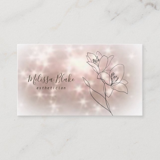 single line flower logo business card (Front)