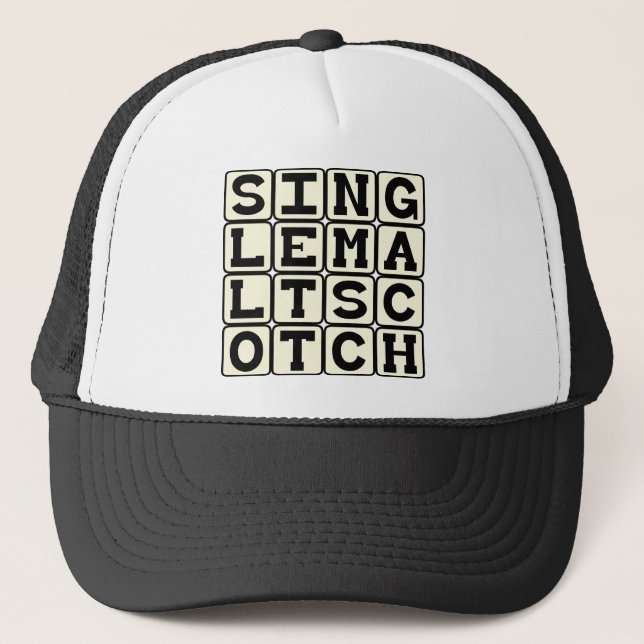 Single Malt Scotch, Alcohol Drink Trucker Hat (Front)
