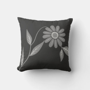 Single Mid Century Daisy Charcoal Cushion