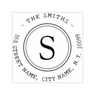 Single Monogram Family Name Self-inking Stamp