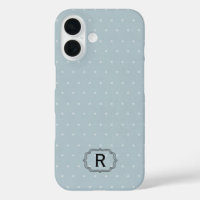 Single Monogram Framed on Pale Blue and Polka Dot
