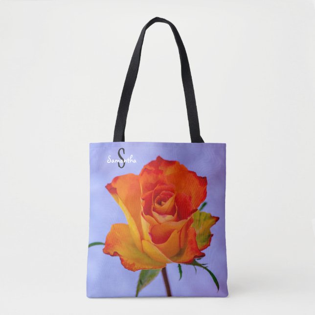 Single Orange and Yellow Rose Tote bag (Front)