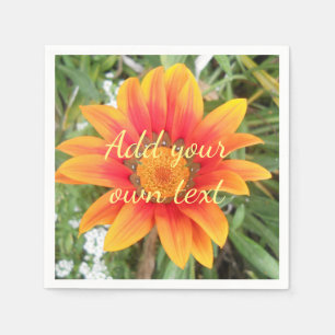 Single Orange Flower Custom Text Napkin