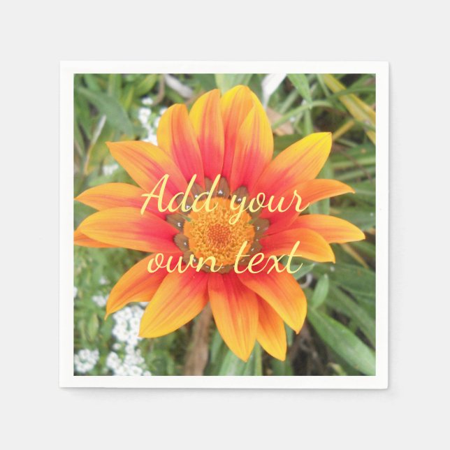 Single Orange Flower Custom Text Napkin (Front)