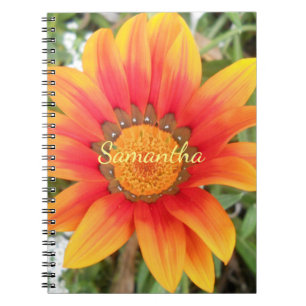 Single Orange Flower Personalised Notebook