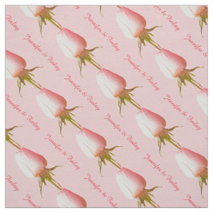 Single pale pink rose wedding custom name fabric