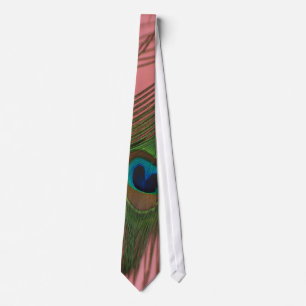 Single Peacock Feather with Pink Tie