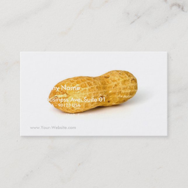 Single Peanut On White Background Business Card (Front)