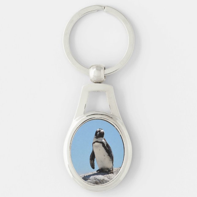 Single Penguin Blue Sky Key Ring (Front)