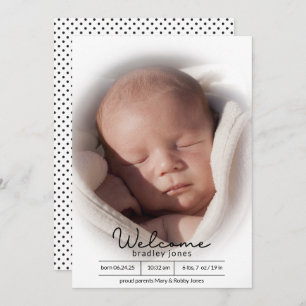 Single Photo Cute Typography Baby Birth Announcement