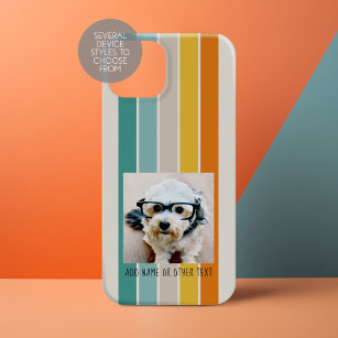 Single Photo Gallery - retro stripes teal orange Case-Mate iPhone 14 Case
