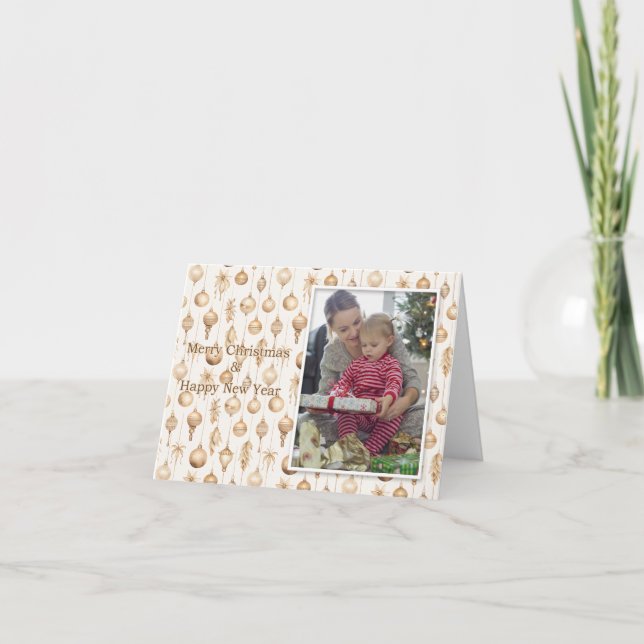 Single photo Holiday Ornament Christmas Card (Front)