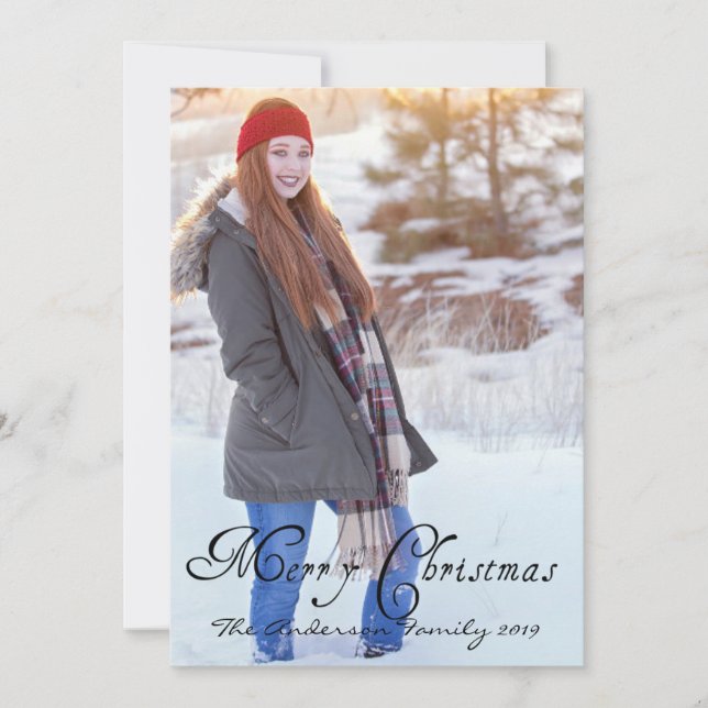 Single Photo Merry Christmas Polka Dots Holiday Card (Front)