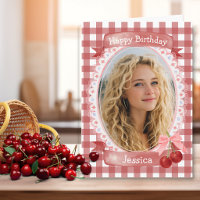 Single photo Rustic Style Cherry Birthday Card