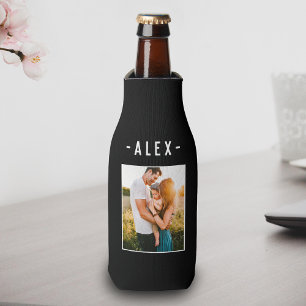 Single Photo Template Black Beer Bottle Cooler