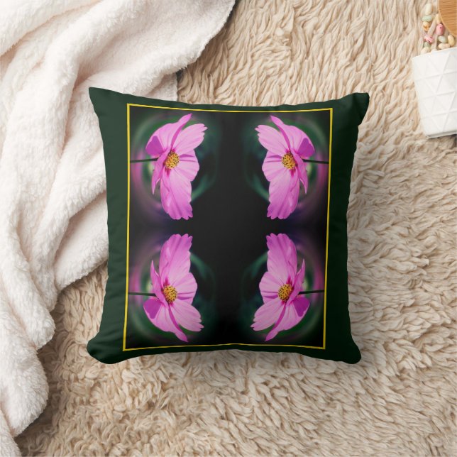 Single Pink Cosmos Flower Abstract   Cushion (Blanket)
