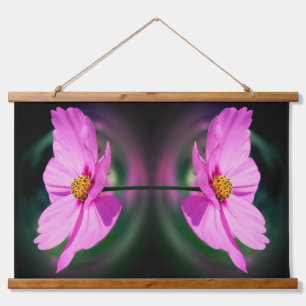 Single Pink Cosmos Flower Art Abstract  Hanging Tapestry