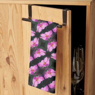 Single Pink Cosmos Flower Pattern Tea Towel