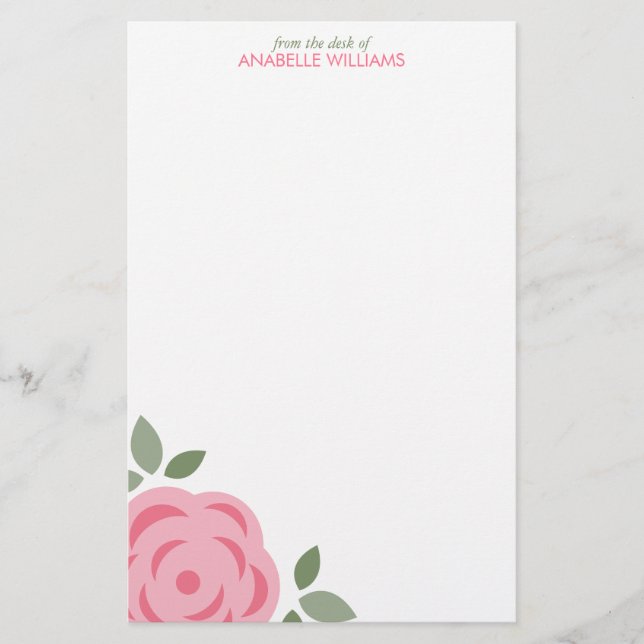 Single Pink Flower Stationery (Front)