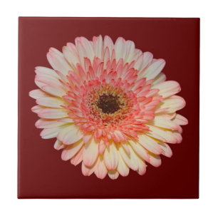 Single pink gerber flower tile