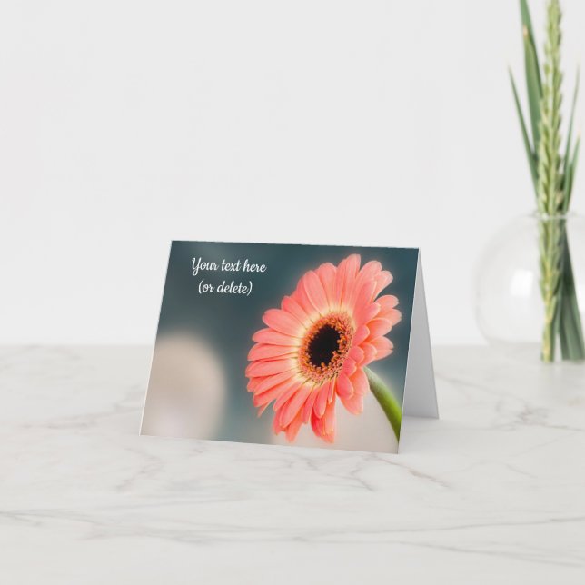 Single Pink Gerbera Greeting Card (Front)