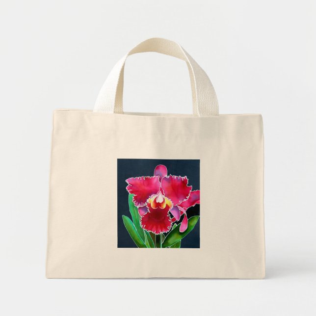 Single Pink Orchid Mini Tote Bag (Front)