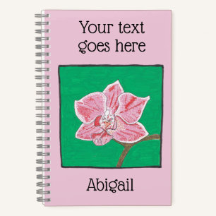 Single pink orchid, your title and name notebook