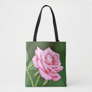 Single Pink Rose Art Medium Big Tote Bag